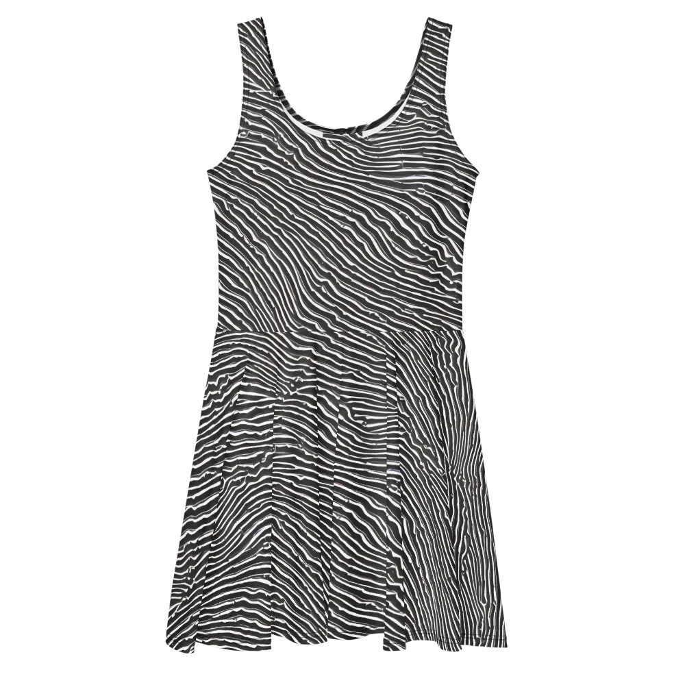Hypnotic Waves on Skater Dress — Front