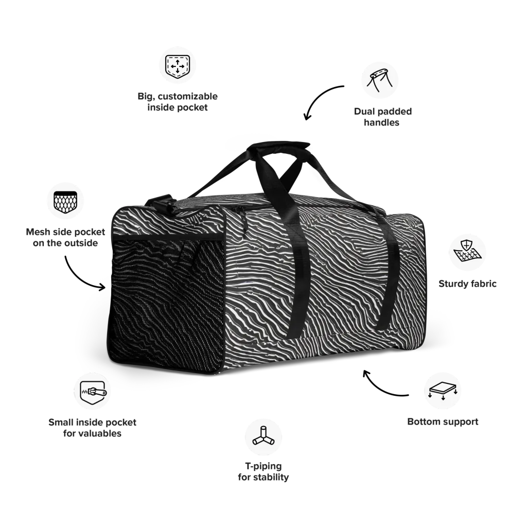 Hypnotic Waves on Duffle Bag — Right Front