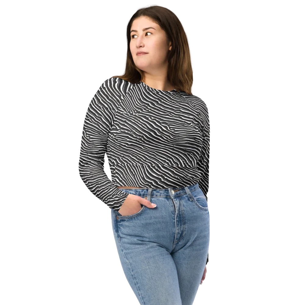 Hypnotic Waves on Long Sleeve Crop Top — Front