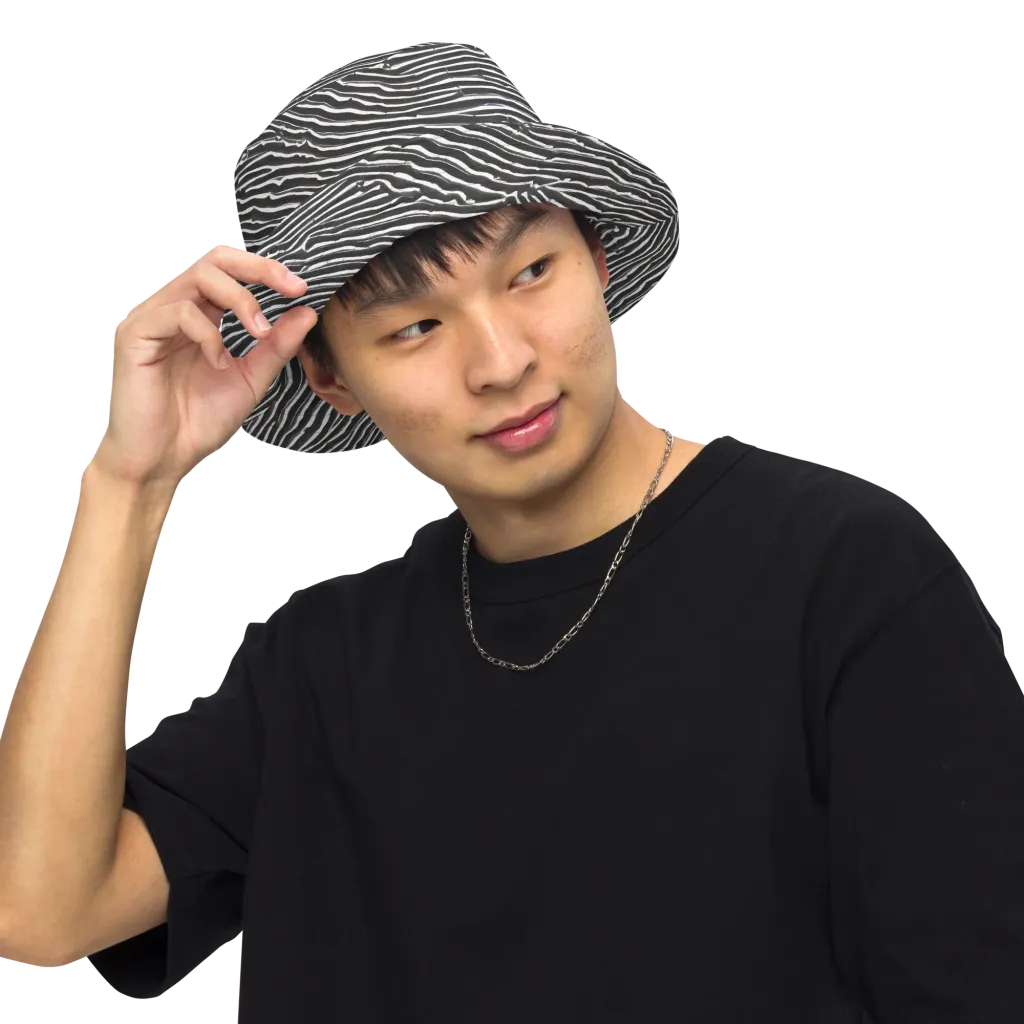 Hypnotic Waves on Reversible Bucket Hat — Front Inside