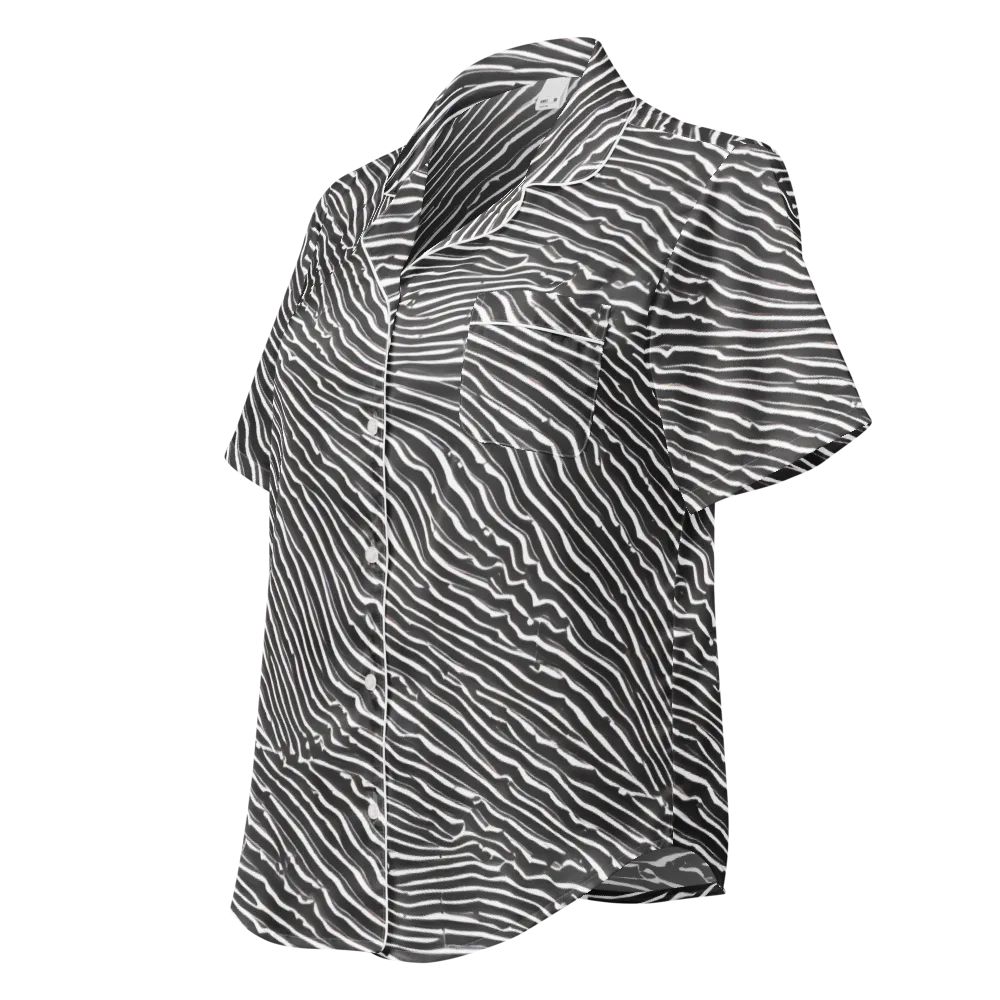 Hypnotic Waves on Women's Short Sleeve Pajama Top — Left Front