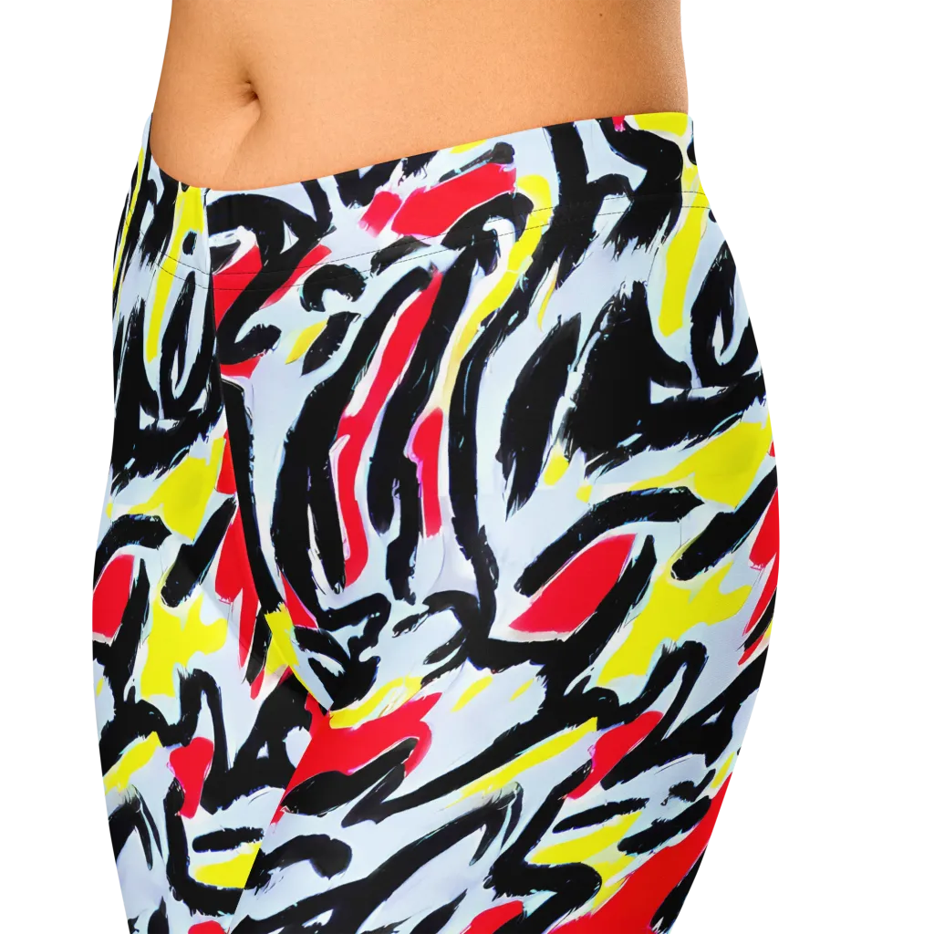 Cosmic Brushstrokes on Capri Leggings — Zoomed-in
