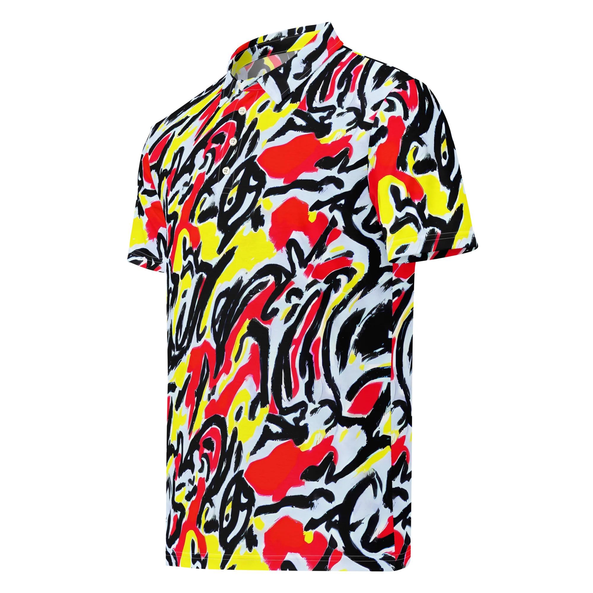 Cosmic Brushstrokes on Men's Slim Fit Polo Shirt — Left Front
