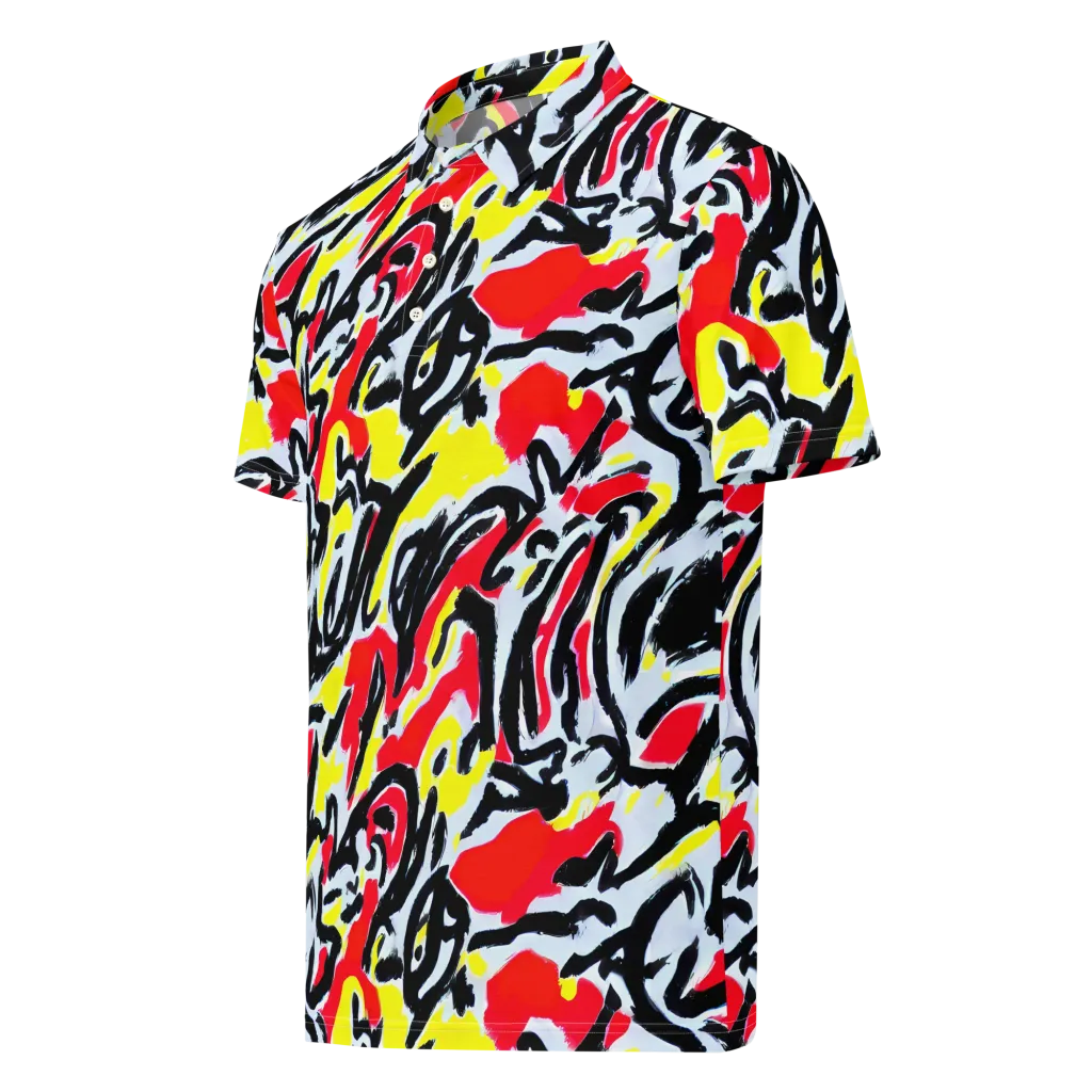 Cosmic Brushstrokes on Men's Slim Fit Polo Shirt — Left Front