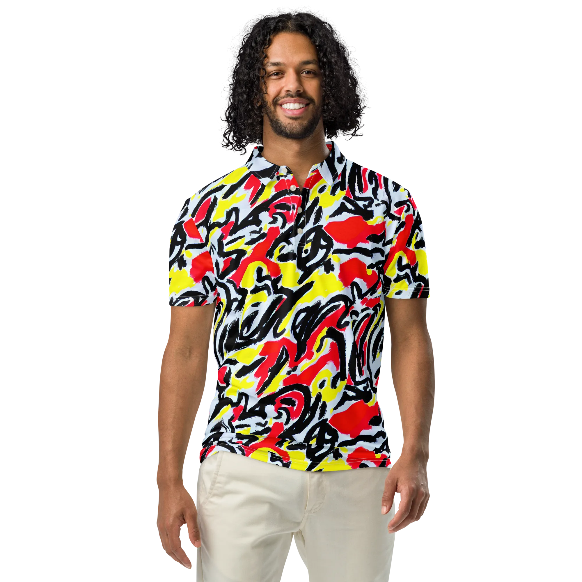 Cosmic Brushstrokes on Men's Slim Fit Polo Shirt — Front