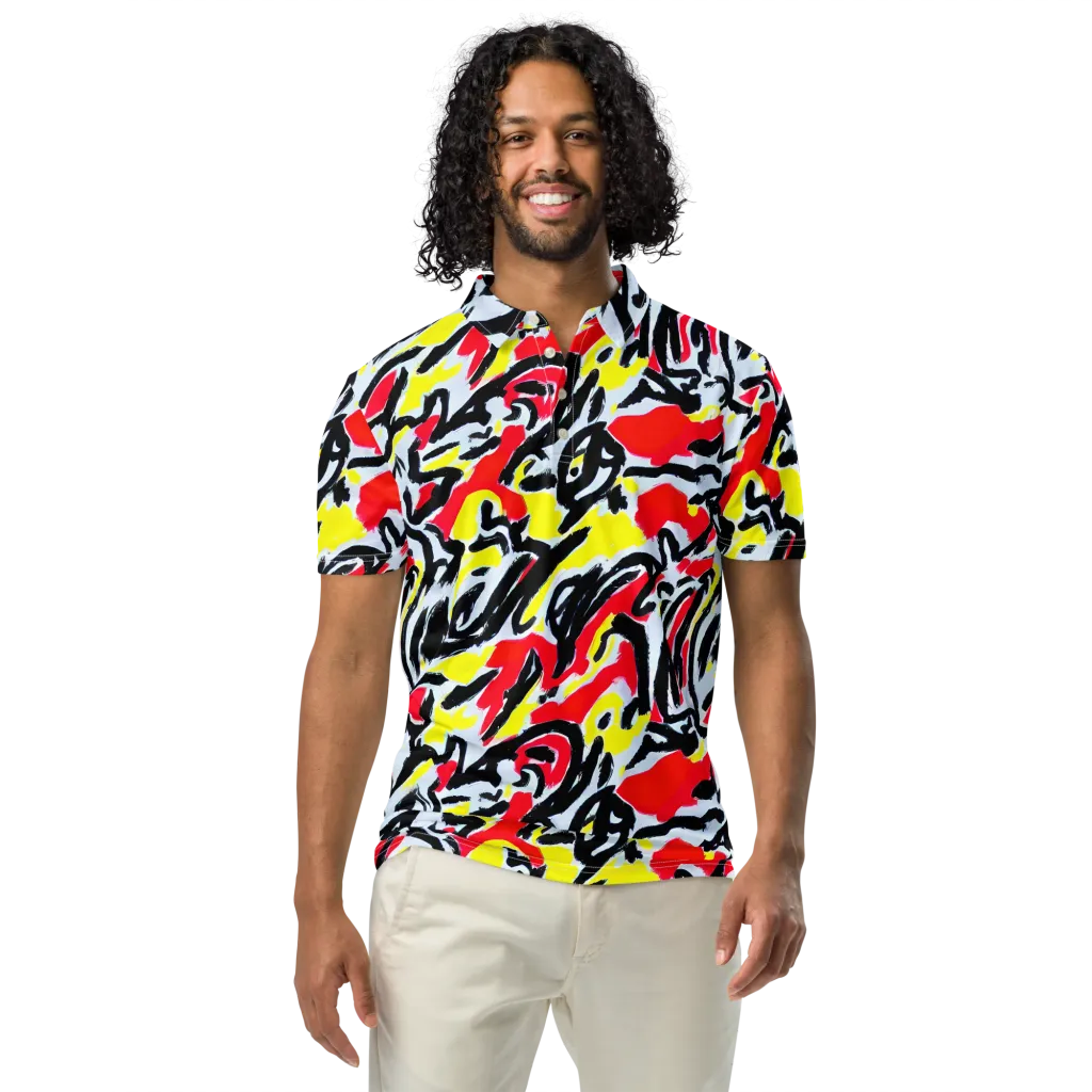 Cosmic Brushstrokes on Men's Slim Fit Polo Shirt — Front