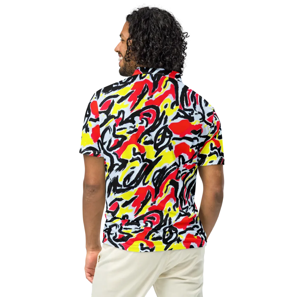 Cosmic Brushstrokes on Men's Slim Fit Polo Shirt — Back