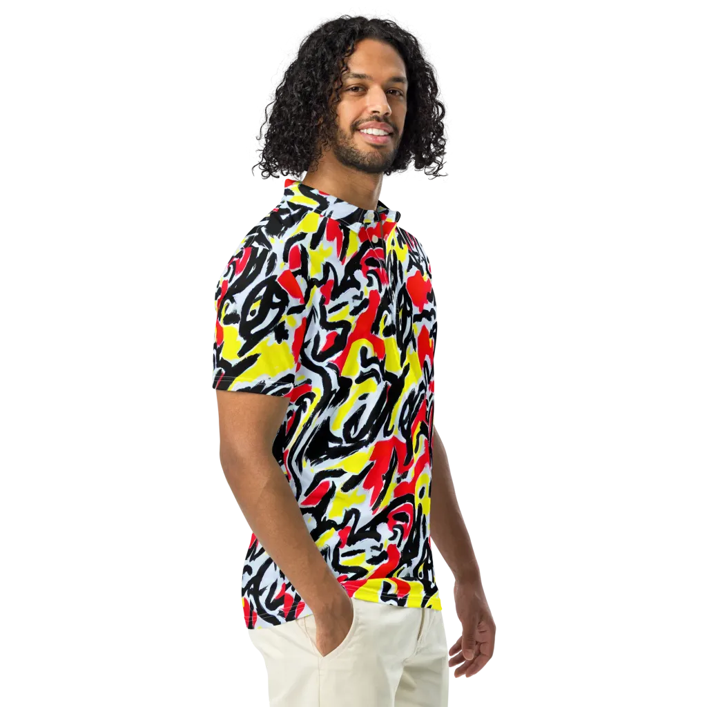 Cosmic Brushstrokes on Men's Slim Fit Polo Shirt — Right Front