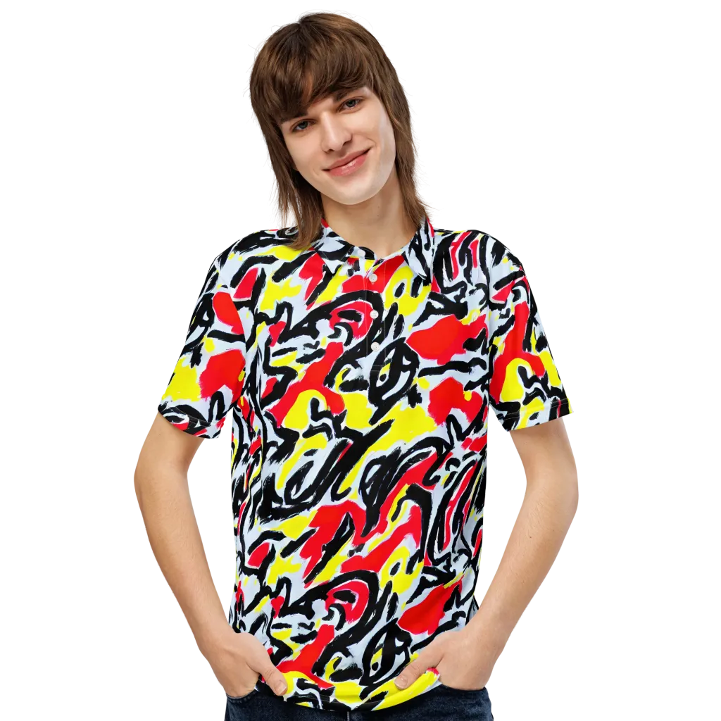 Cosmic Brushstrokes on Men's Slim Fit Polo Shirt — Front