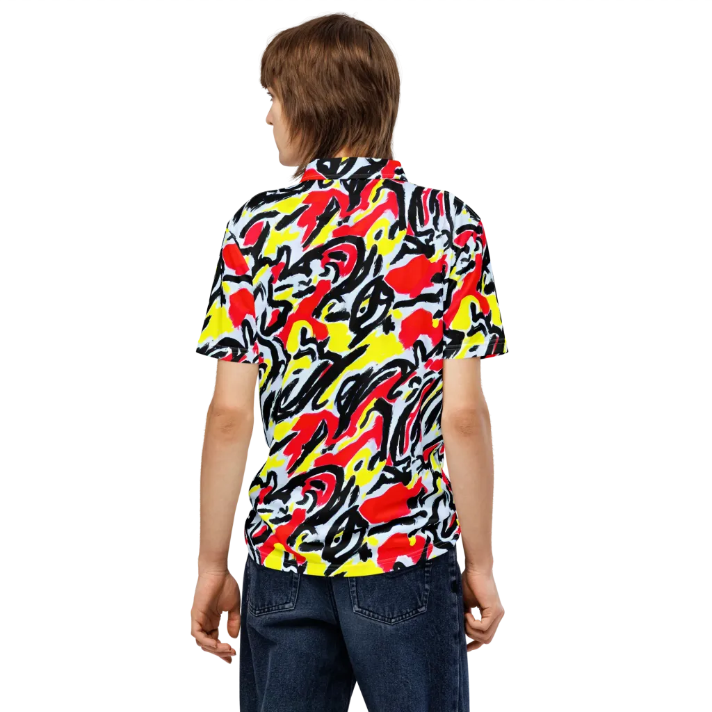 Cosmic Brushstrokes on Men's Slim Fit Polo Shirt — Back