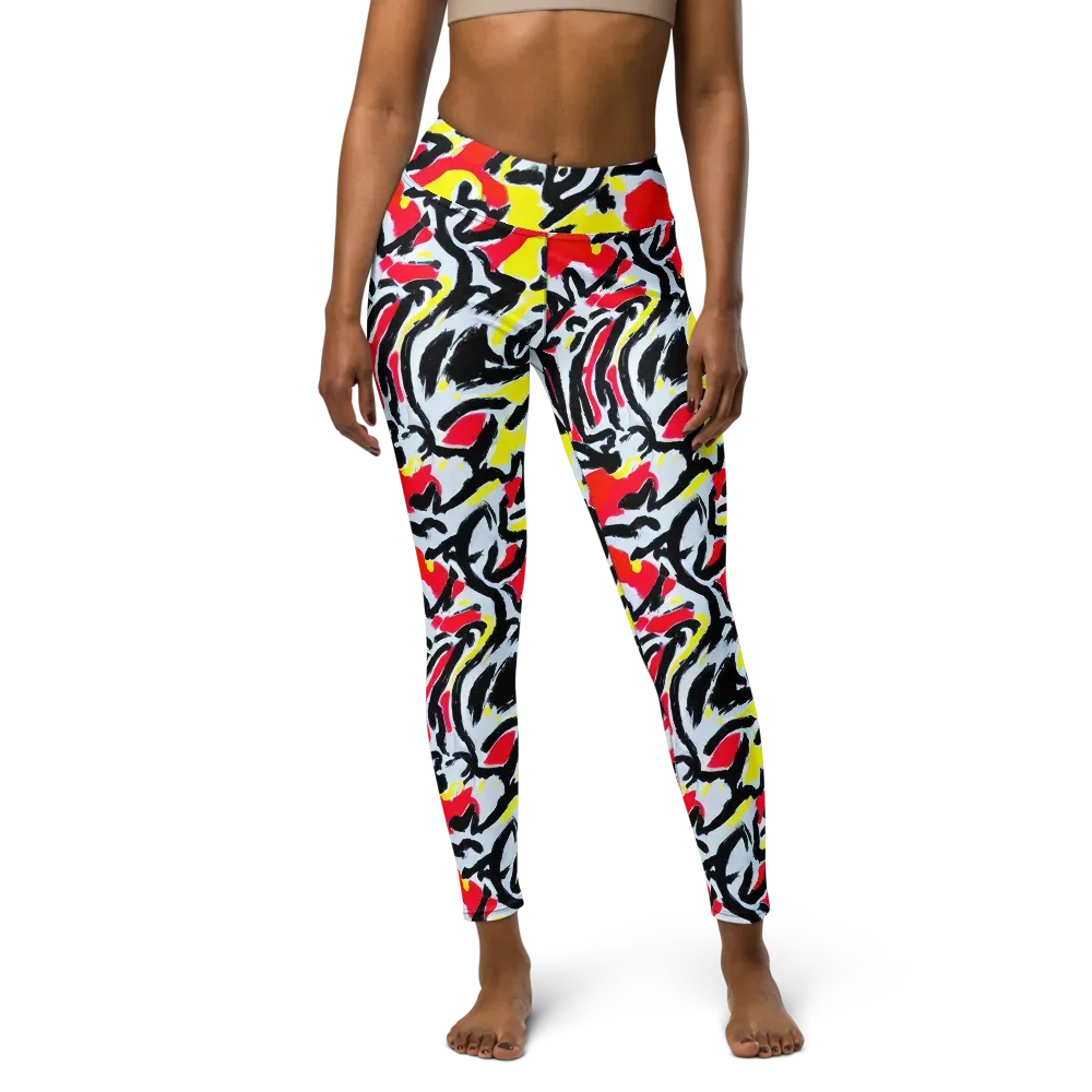 Cosmic Brushstrokes on Yoga Leggings — Front