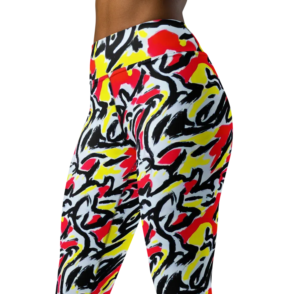 Cosmic Brushstrokes on Yoga Leggings — Left Front