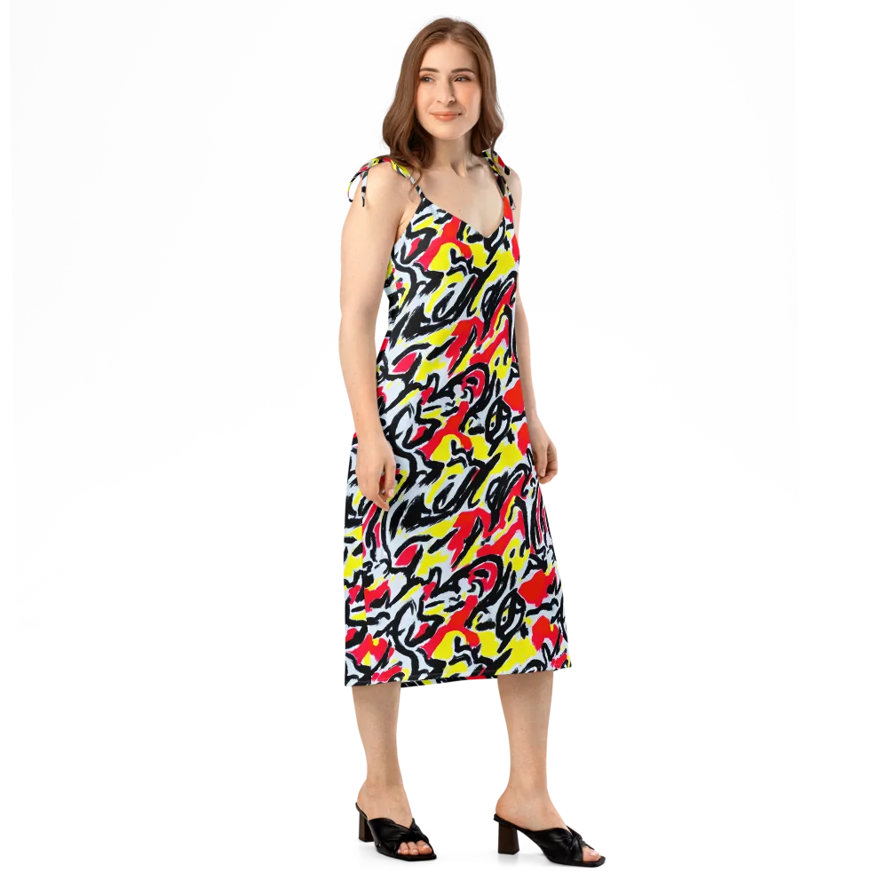 Cosmic Brushstrokes on Slip Dress — Right Front