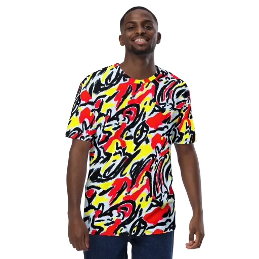 Cosmic Brushstrokes on a Men's Crew Neck T-Shirt