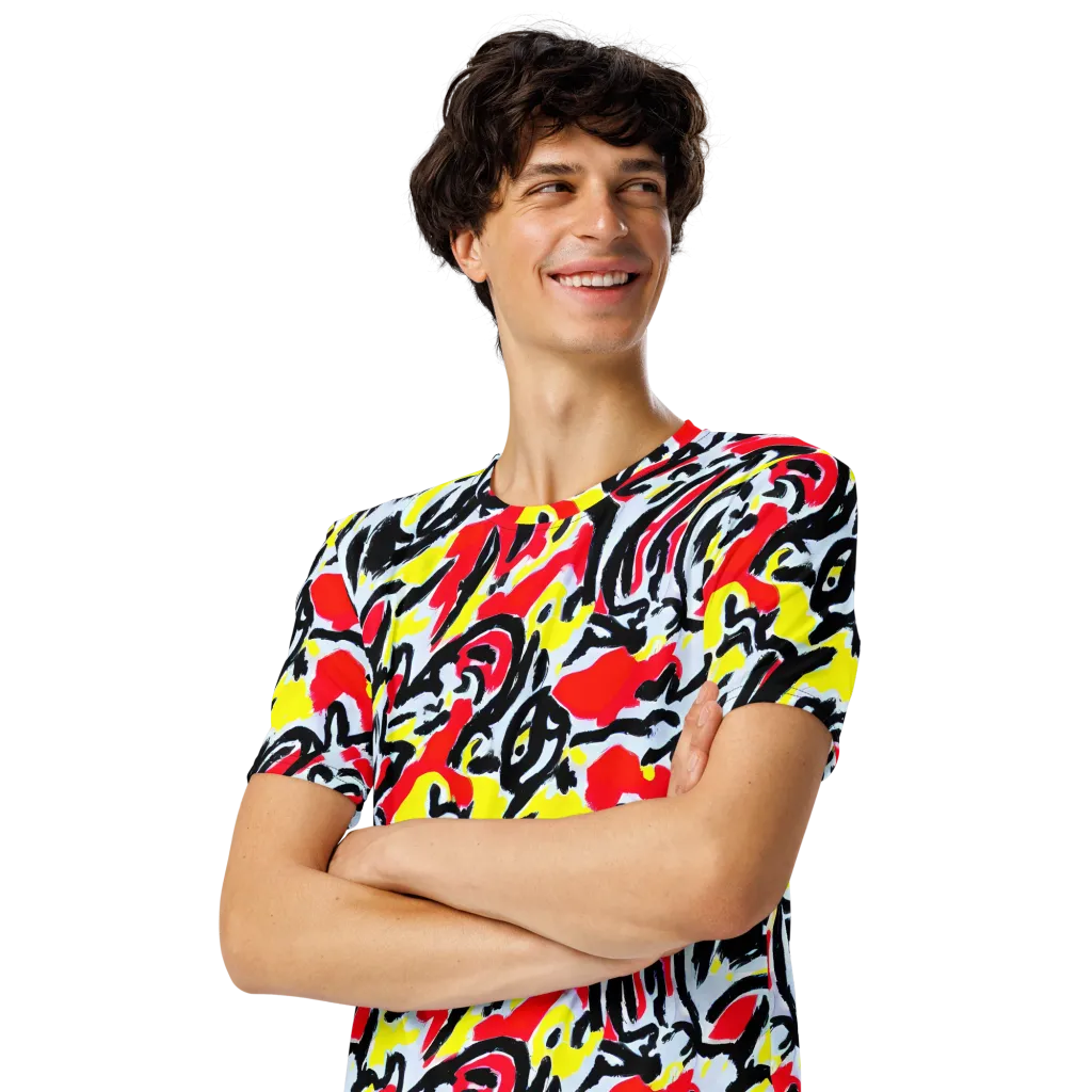 Cosmic Brushstrokes on Men's Crew Neck T-Shirt — Left Front