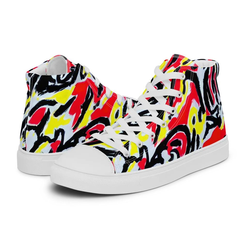 Cosmic Brushstrokes on Men's High Top Canvas Shoes — Left