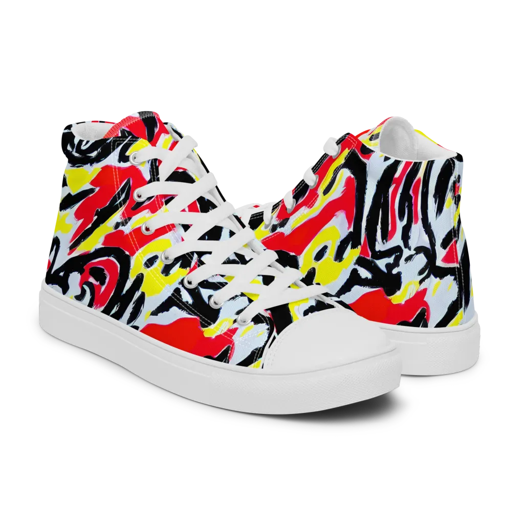 Cosmic Brushstrokes on Men's High Top Canvas Shoes — Right