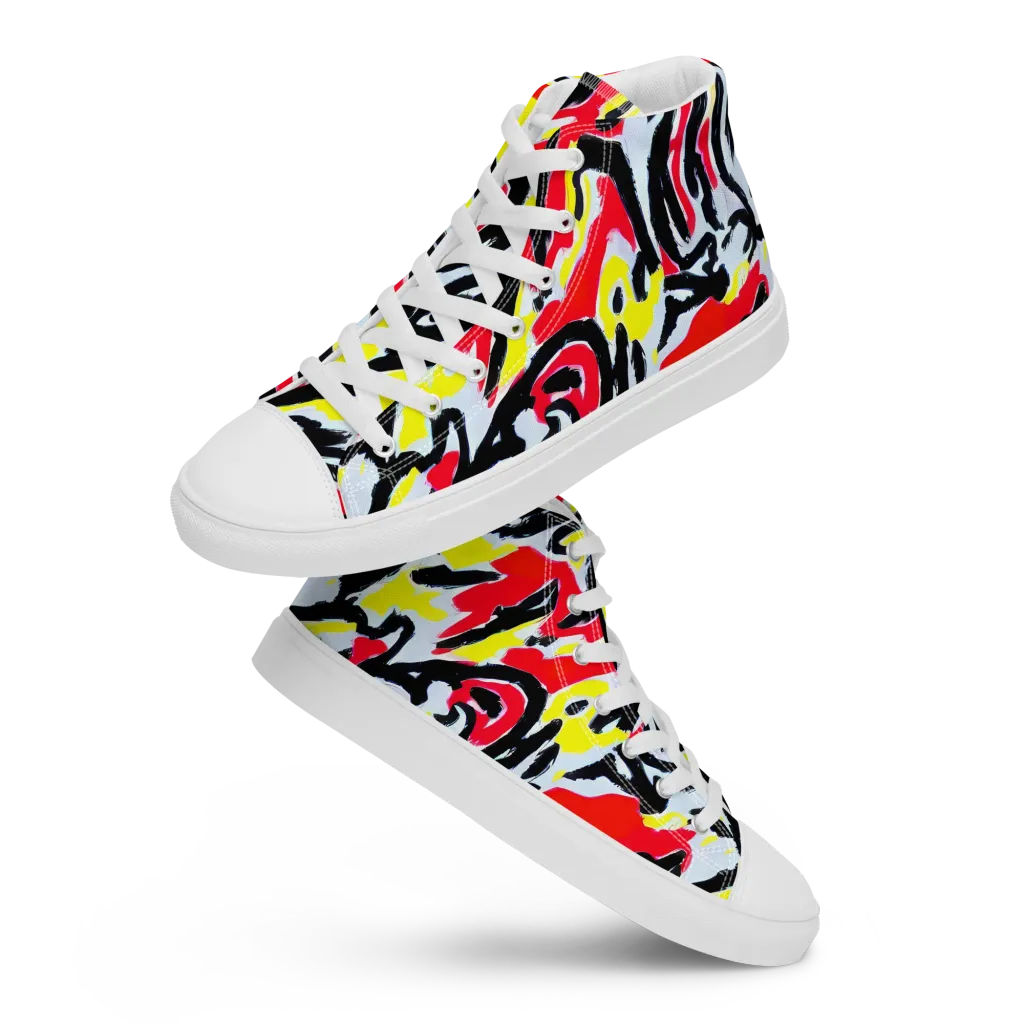 Cosmic Brushstrokes on Men's High Top Canvas Shoes — Front