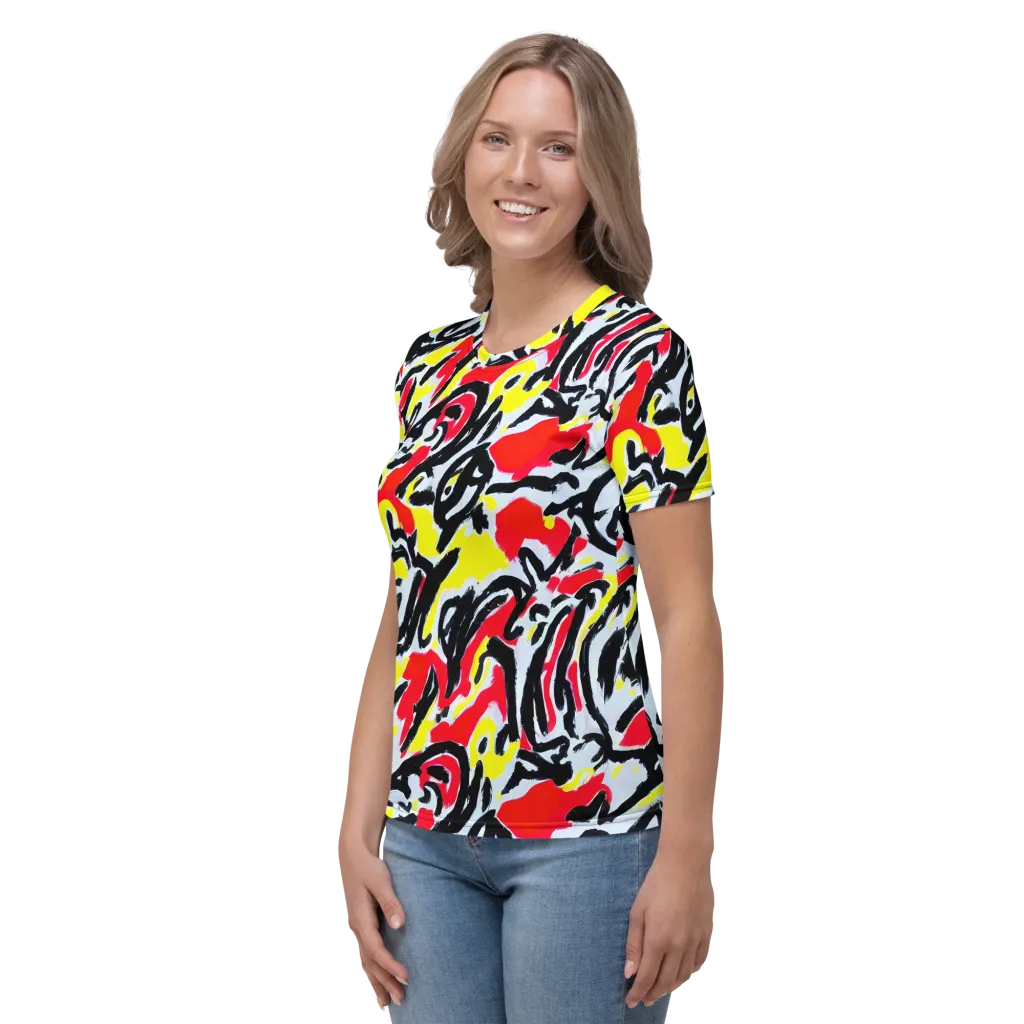 Cosmic Brushstrokes on Women's Crew Neck T-Shirt — Left