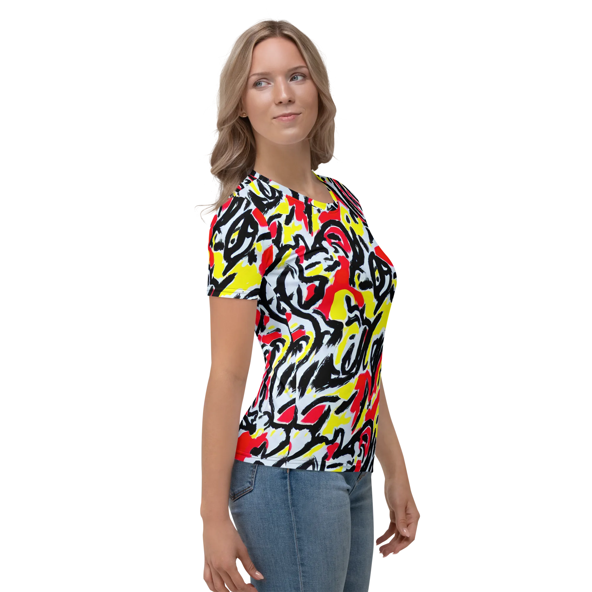 Cosmic Brushstrokes on Women's Crew Neck T-Shirt — Right