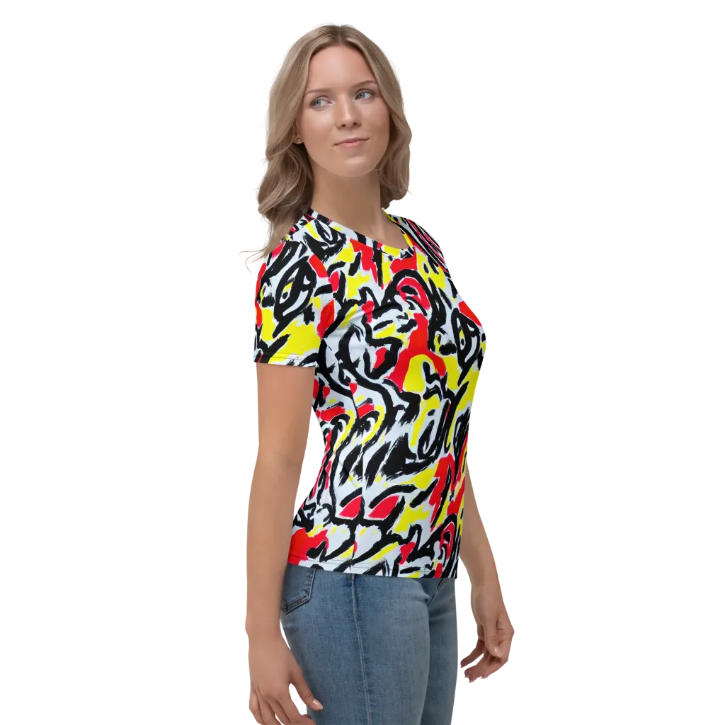 Cosmic Brushstrokes on Women's Crew Neck T-Shirt — Right