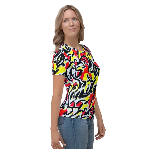 Cosmic Brushstrokes on a Women's Crew Neck T-Shirt