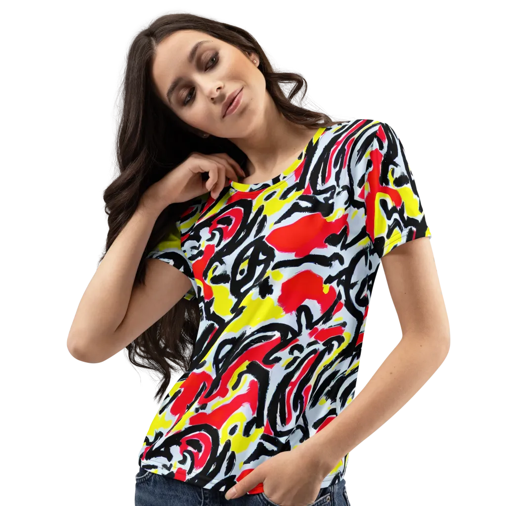 Cosmic Brushstrokes on Women's Crew Neck T-Shirt — Left Front