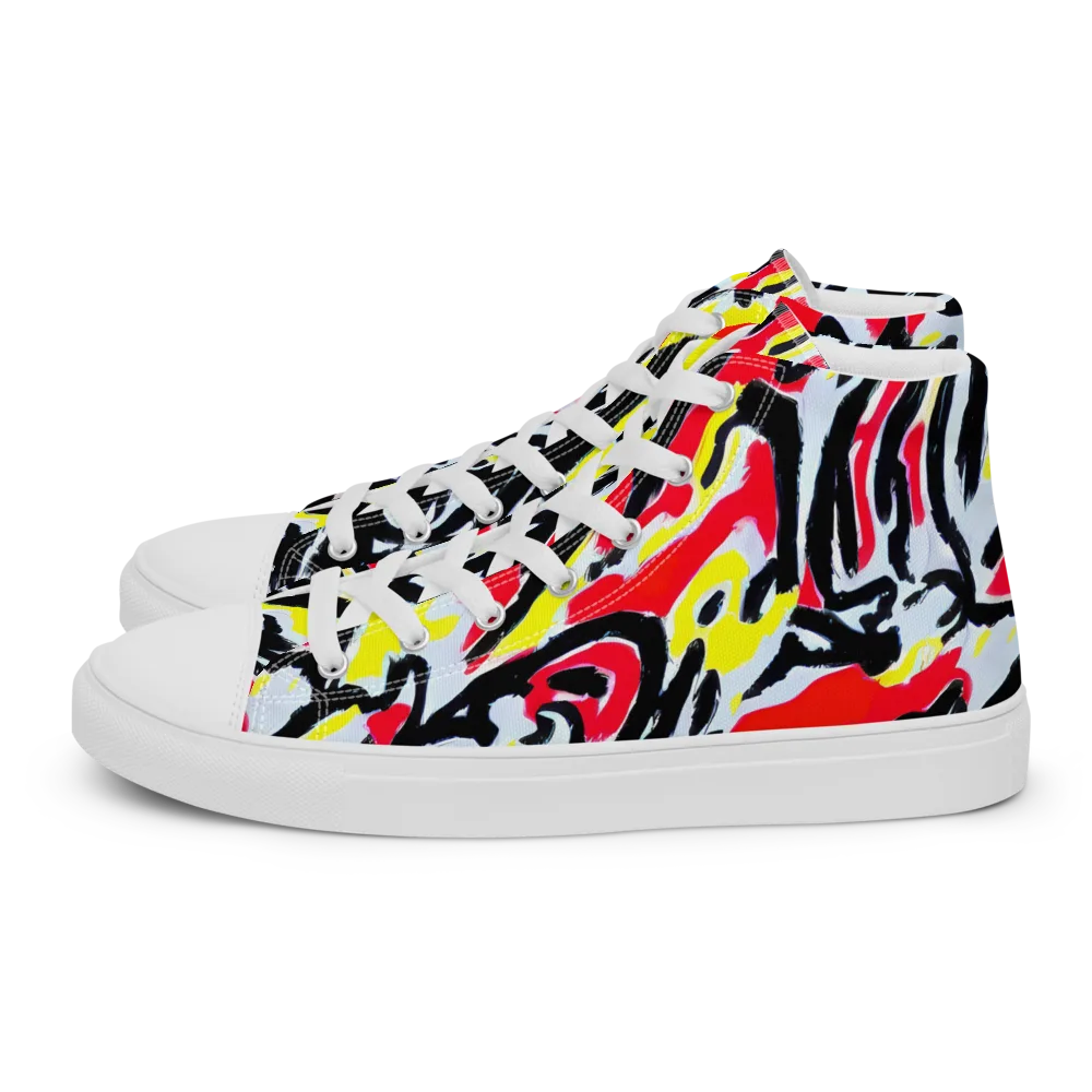 Cosmic Brushstrokes on Women's High Top Canvas Shoes — Left