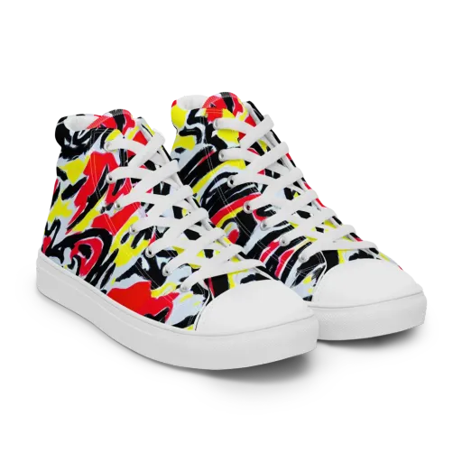 Cosmic Brushstrokes on a Women's High Top Canvas Shoes