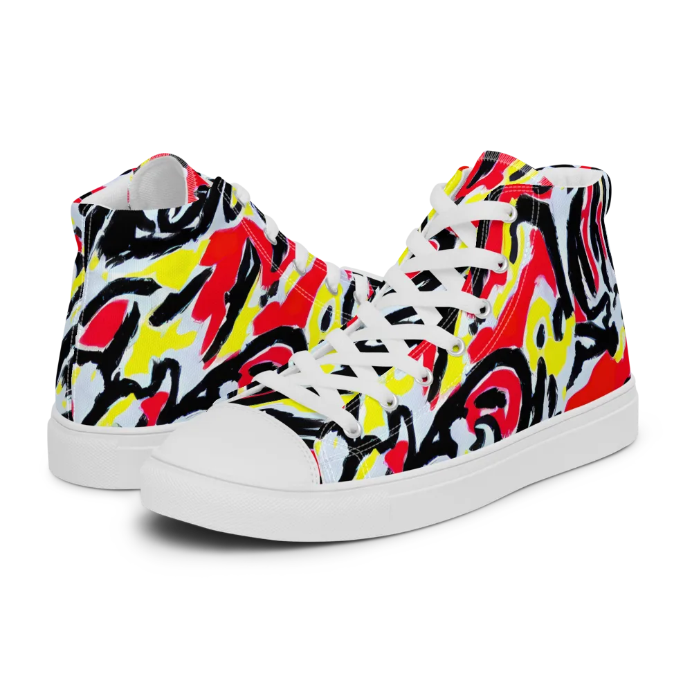 Cosmic Brushstrokes on Women's High Top Canvas Shoes — Left
