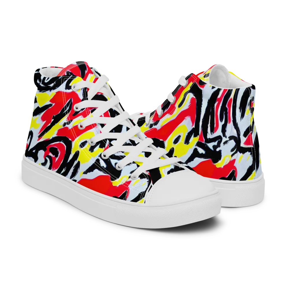Cosmic Brushstrokes on Women's High Top Canvas Shoes — Right
