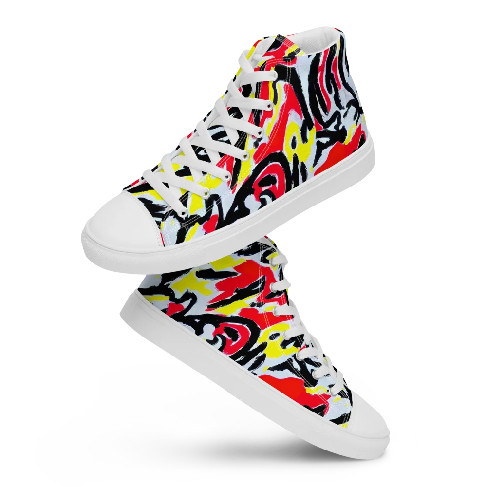 Cosmic Brushstrokes on Women's High Top Canvas Shoes — Front