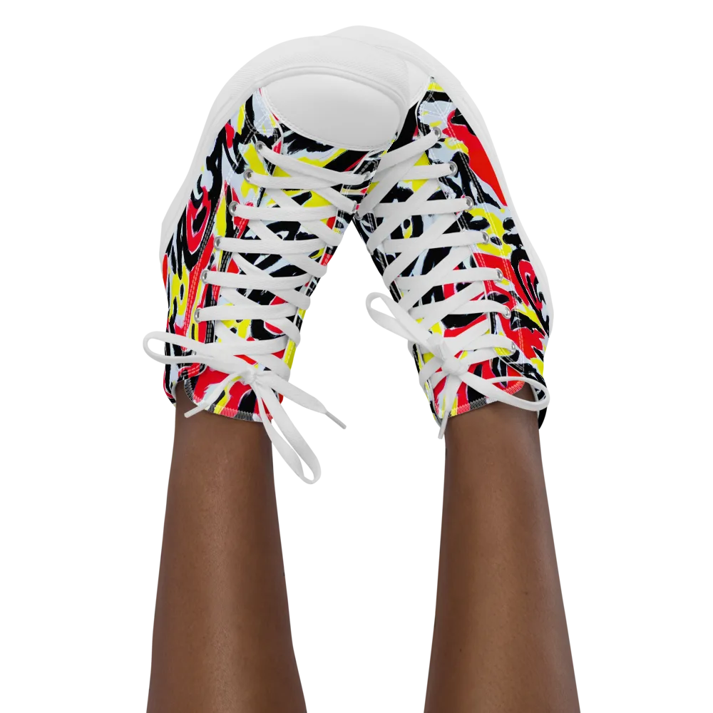 Cosmic Brushstrokes on Women's High Top Canvas Shoes — Front