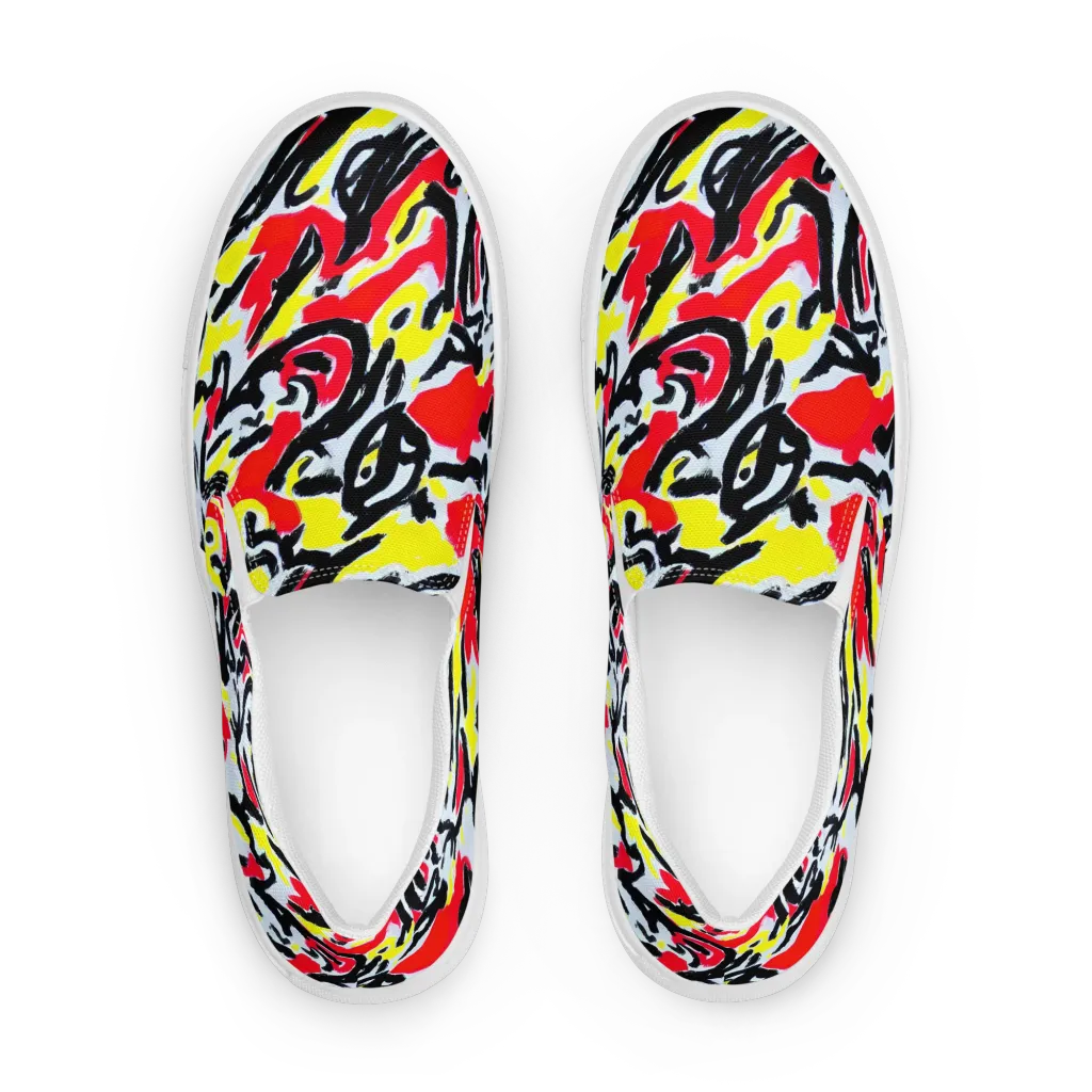 Cosmic Brushstrokes on Men's Slip-On Canvas Shoes — Front