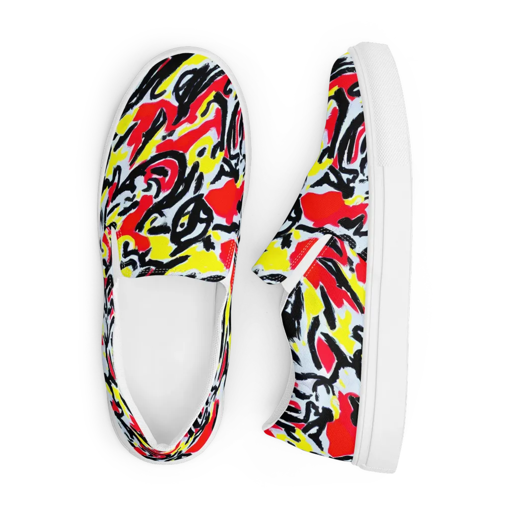 Cosmic Brushstrokes on Men's Slip-On Canvas Shoes — Front