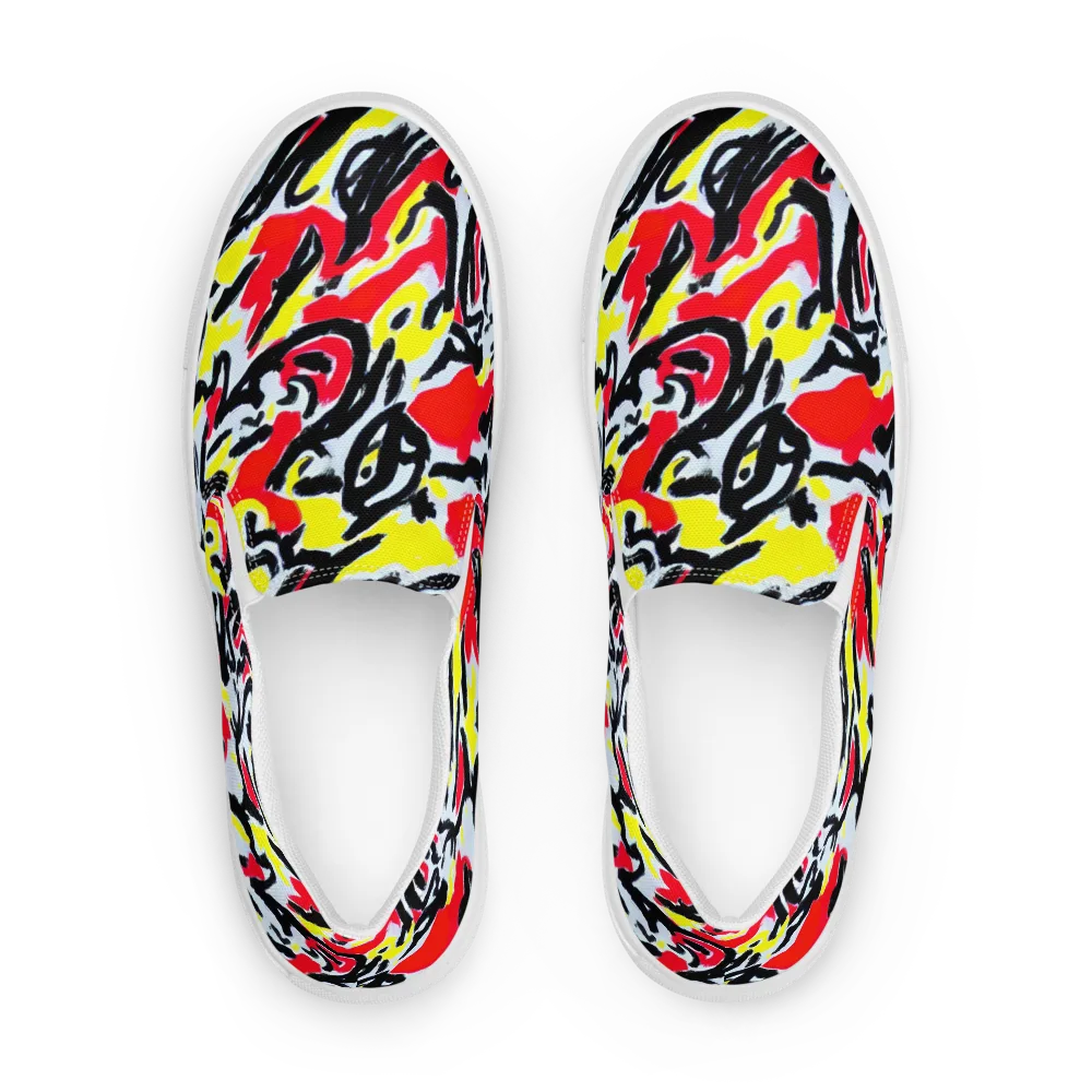 Cosmic Brushstrokes on Women's Slip-On Canvas Shoes — Front