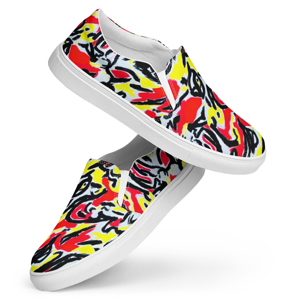 Cosmic Brushstrokes on Women's Slip-On Canvas Shoes — Front