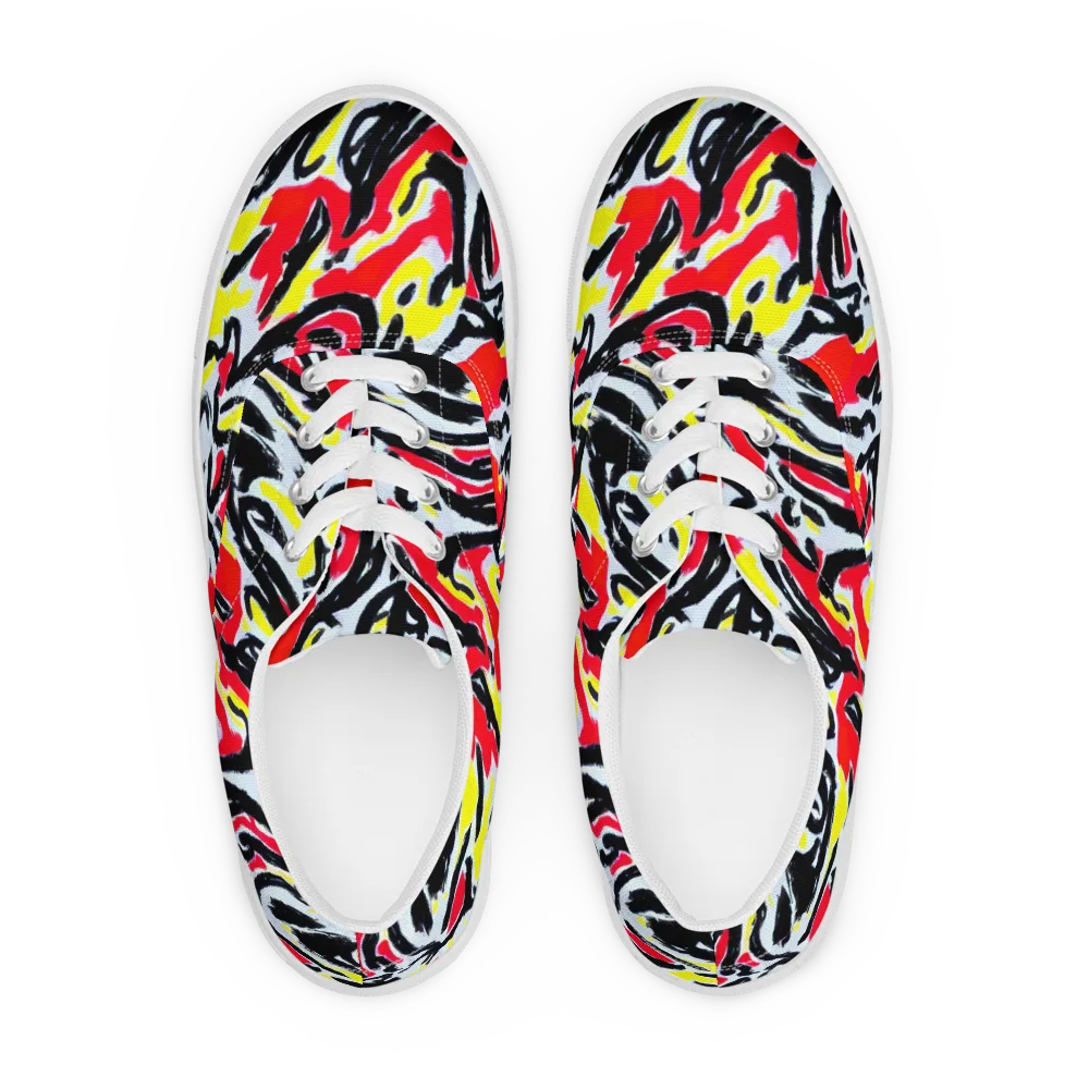 Cosmic Brushstrokes on Men's Lace-Up Canvas Shoes — Front