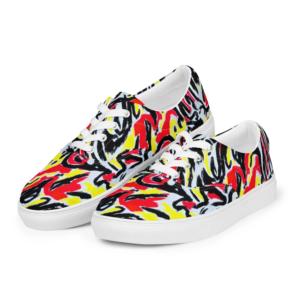 Cosmic Brushstrokes on Men's Lace-Up Canvas Shoes — Left Front