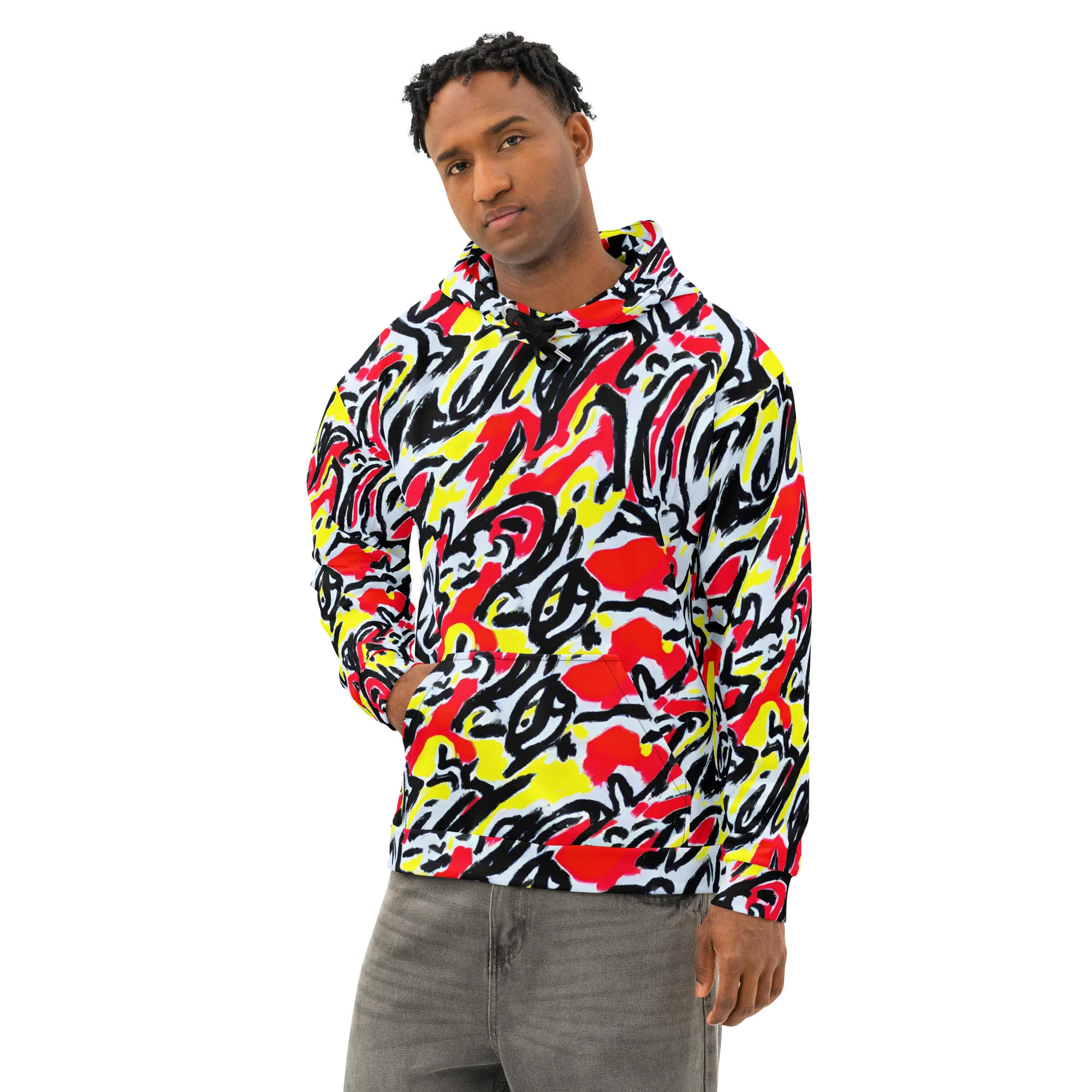 Cosmic Brushstrokes on Cotton Hoodie — Left Front