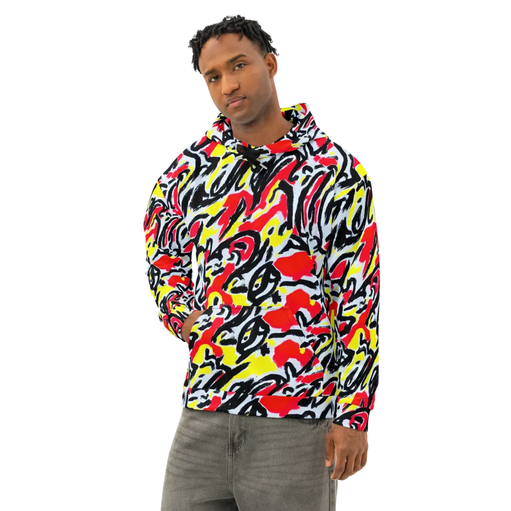 Cosmic Brushstrokes on Cotton Hoodie — Left Front