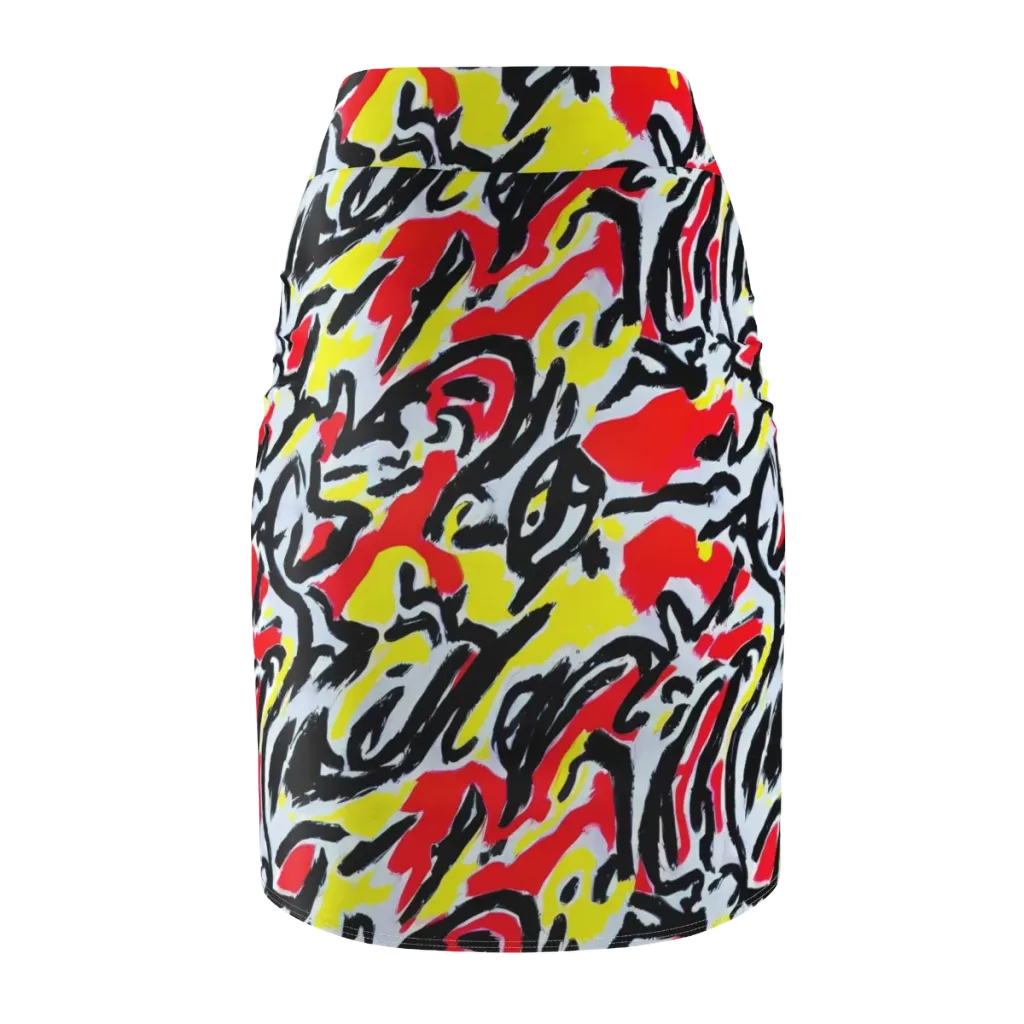 Cosmic Brushstrokes on Pencil Skirt — Back