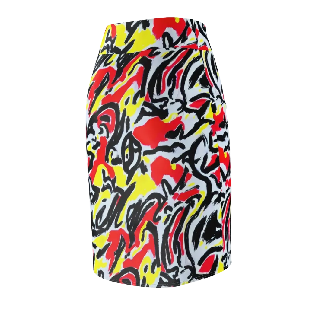 Cosmic Brushstrokes on Pencil Skirt — Back Side