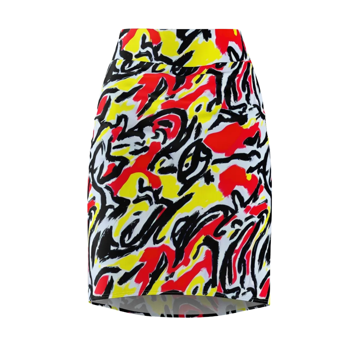 Cosmic Brushstrokes on Pencil Skirt — Front