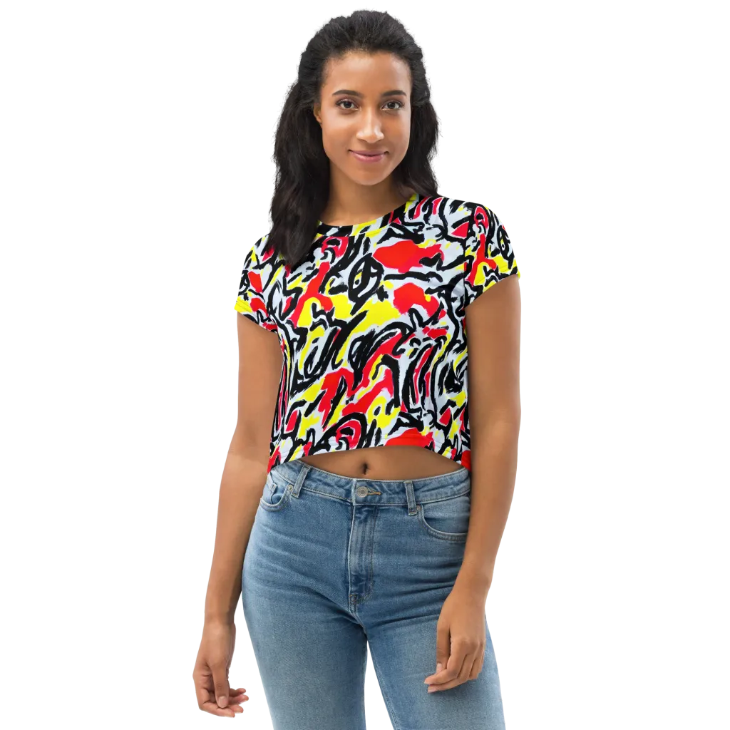 Cosmic Brushstrokes on Crop Tee — Front