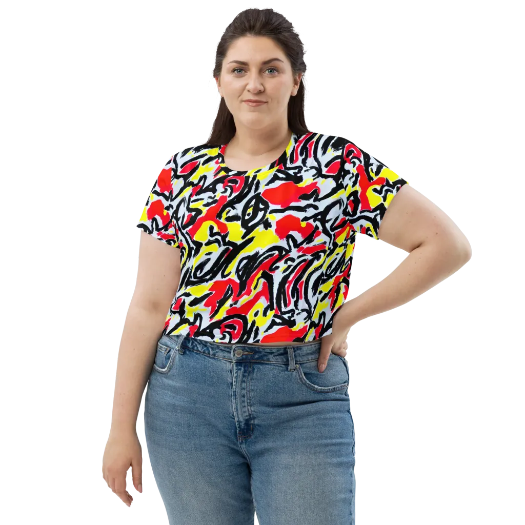 Cosmic Brushstrokes on Crop Tee — Front