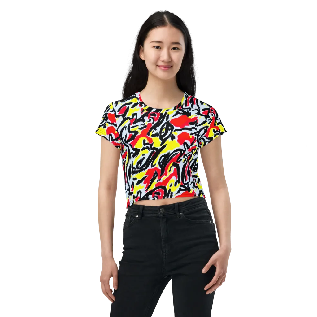Cosmic Brushstrokes on Crop Tee — Front