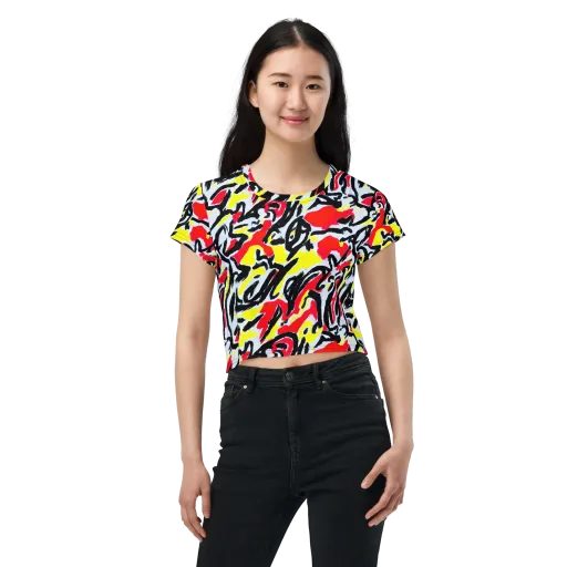 Cosmic Brushstrokes on a Crop Tee