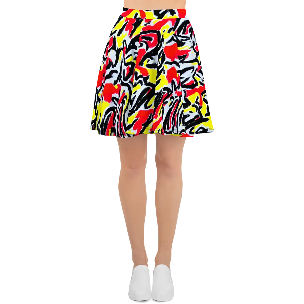 Cosmic Brushstrokes on Skater Skirt — Front