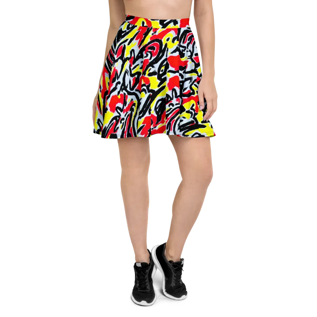 Cosmic Brushstrokes on Skater Skirt — Front